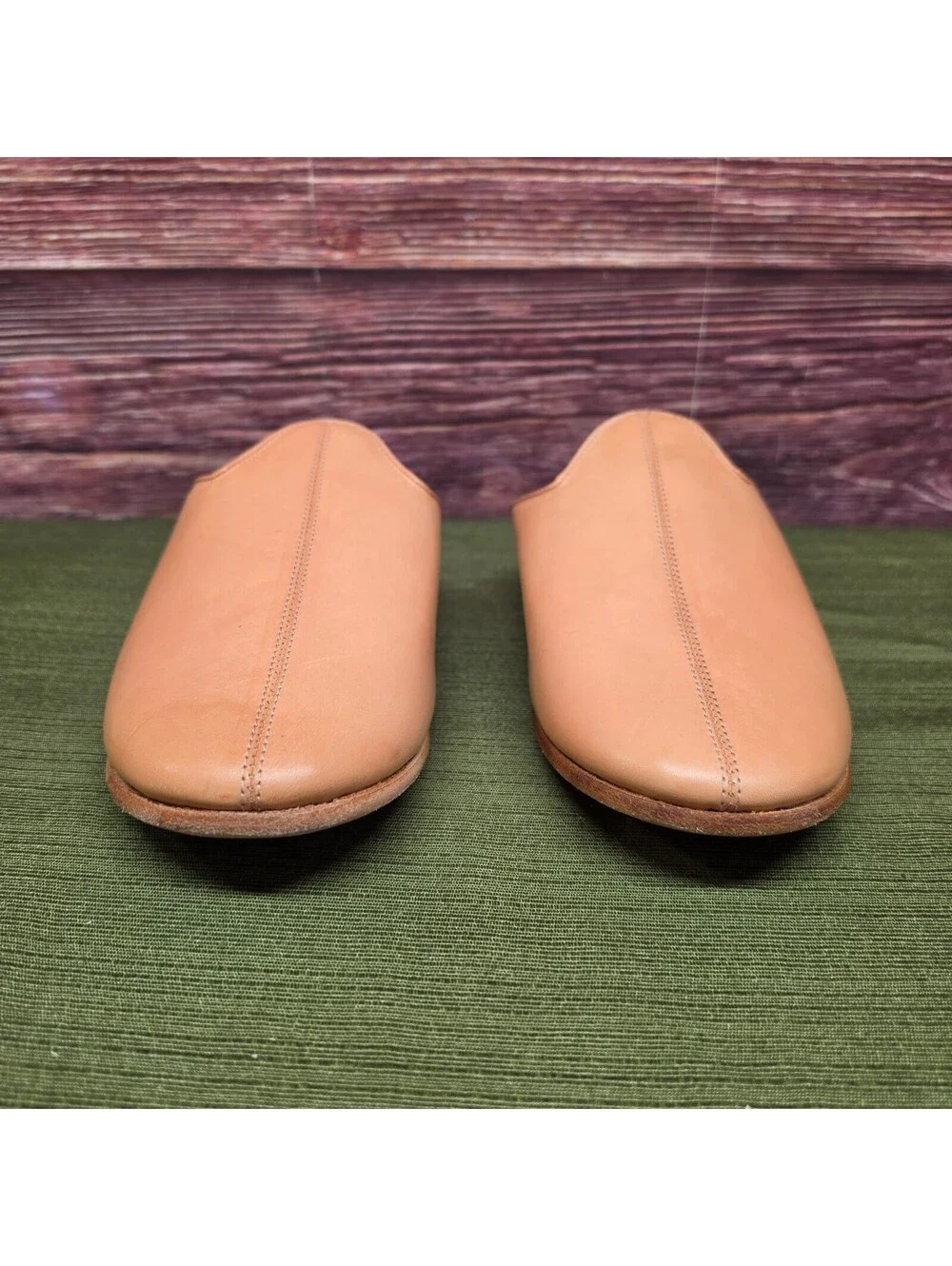 Sabah Tan Leather Slippers 48 US 15-15.5 Hand Made El Paso TX Baba